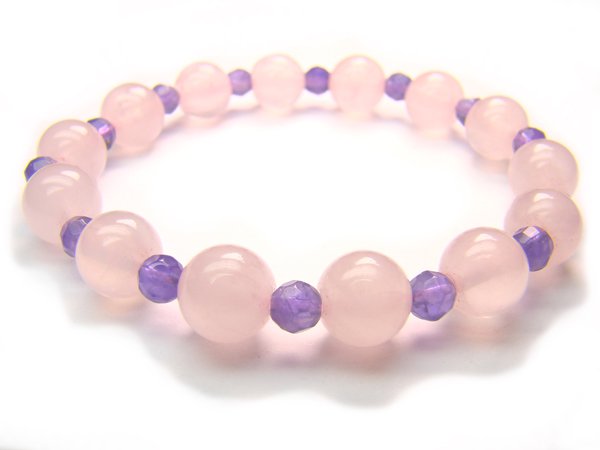 BB37 Rose Quartz Amethyst Clear Quartz Bracelet 15