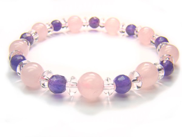 BB45 Rose Quartz Amethyst Clear Quartz Bracelet 16