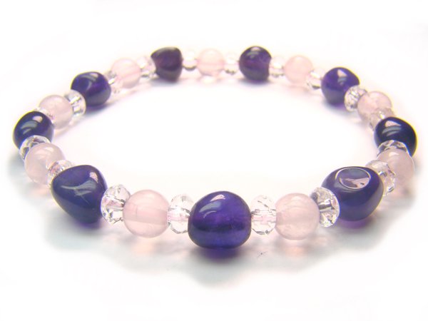 BA9999 Rose Quartz Amethyst Clear Quartz Bracelet 18