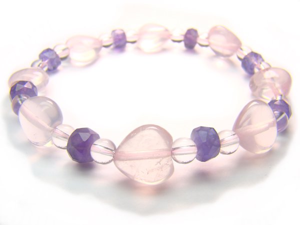 BB42 Rose Quartz Amethyst Clear Quartz Bracelet 22