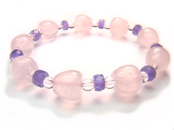 BB47 Rose Quartz Amethyst Clear Quartz Bracelet 23