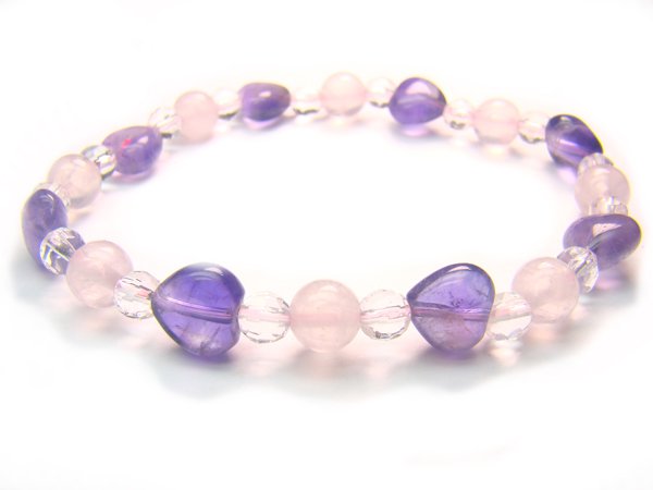 BB48 Rose Quartz Amethyst Clear Quartz Bracelet 24