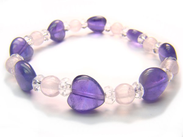 BA9963 Rose Quartz Amethyst Clear Quartz Bracelet 25