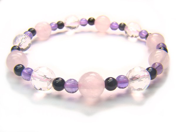 BA9983 Rose Quartz Onyx Amethyst Clear Quartz Bracelet 2