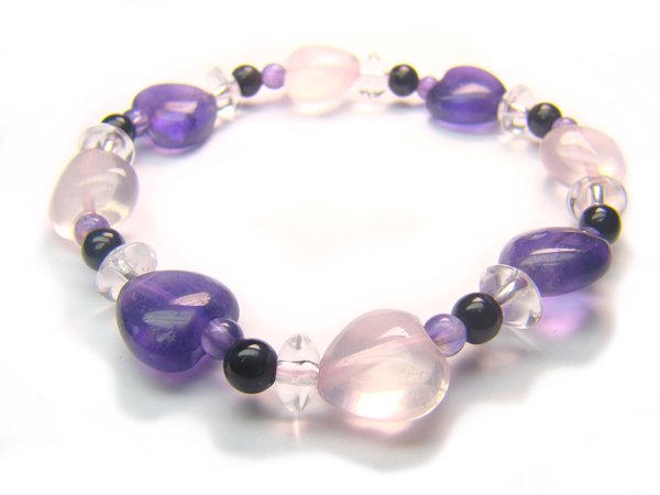 BB3 Rose Quartz Onyx Amethyst Clear Quartz Bracelet 9