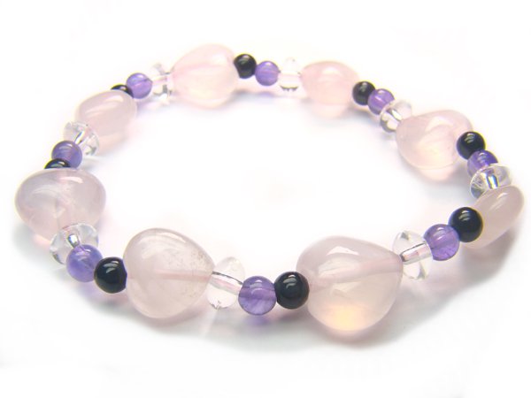 BB4 Rose Quartz Onyx Amethyst Clear Quartz Bracelet 10