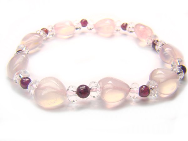 BB16 Rose Quartz Garnet Clear Quartz Bracelet 1