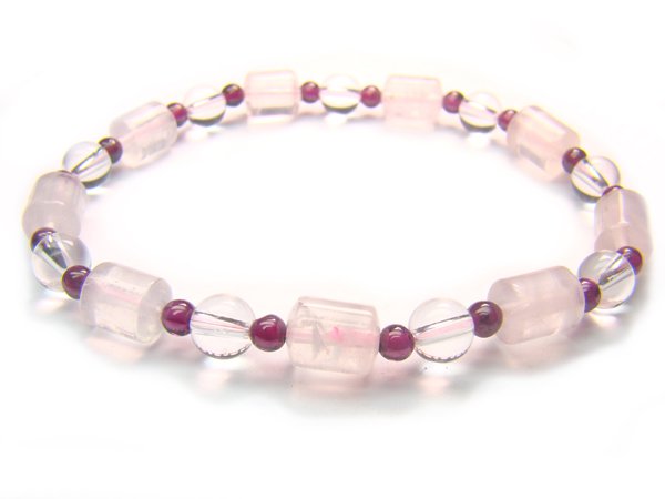 BB52 Rose Quartz Garnet Clear Quartz Bracelet 6