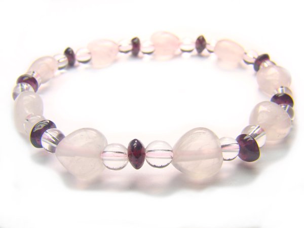BB53 Rose Quartz Garnet Clear Quartz Bracelet 7