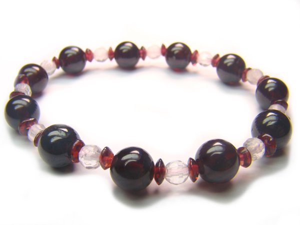BB55 Rose Quartz Garnet Clear Quartz Bracelet 9