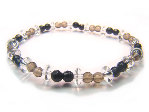 BB67 Smoky Quartz Onyx Clear Quartz Bracelet 1