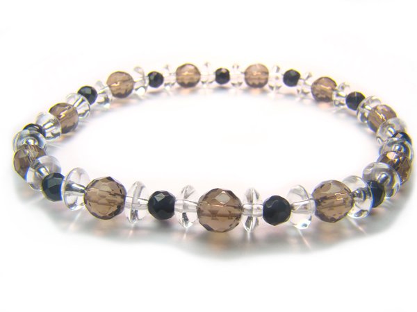 BB68 Smoky Quartz Onyx Clear Quartz Bracelet 2