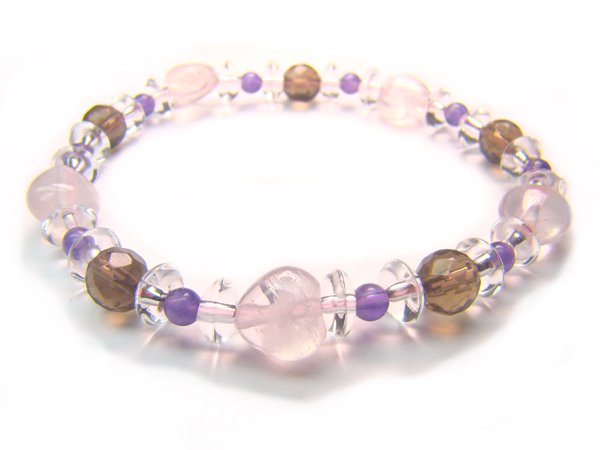 BB57 Rose Quartz Smoky Quartz Amethyst Clear Quartz Bracelet 1