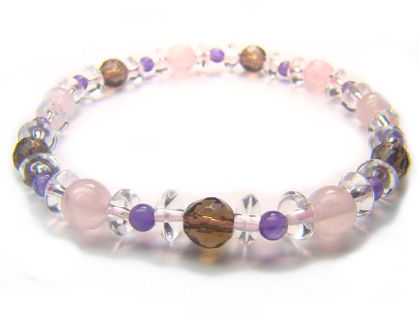 BB59 Rose Quartz Smoky Quartz Amethyst Clear Quartz Bracelet 3
