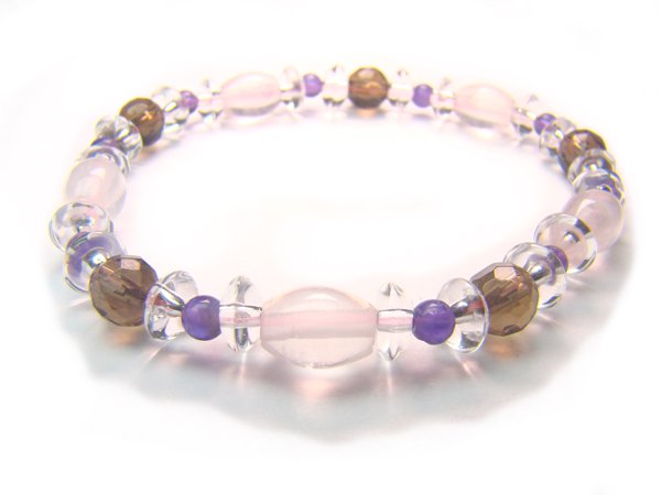 BB62 Rose Quartz Smoky Quartz Amethyst Clear Quartz Bracelet 5