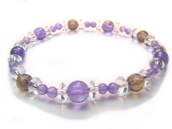 BB65 Smokey Quartz Amethyst Clear Quartz Bracelet 3