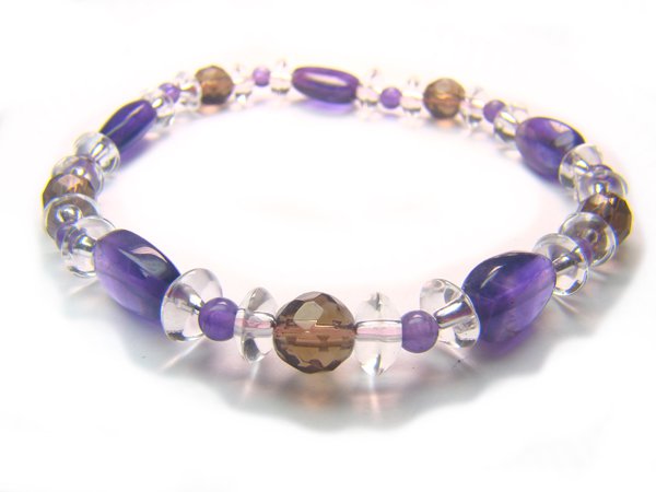 BB49 Smokey Quartz Amethyst Clear Quartz Bracelet 4