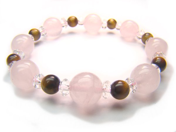 BB34 Rose Quartz Tiger Eye Clear Quartz Bracelet 1