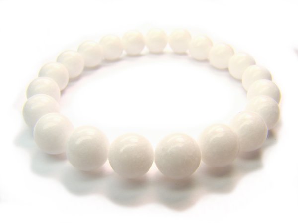 BB0073C White Jade Round Shape 8 mm Bracelet