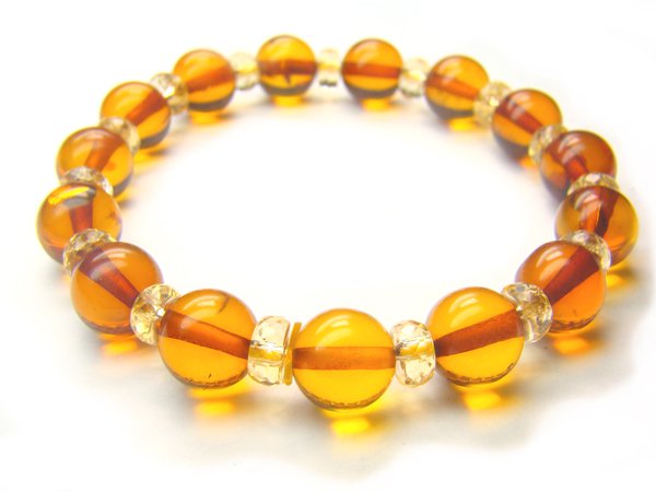 BA3554 Amber Round Shape 8mm Bracelet