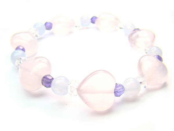 BB90 Blue Lace Agate Clear Quartz Rose Quartz Smoky Quartz Bracelet 8