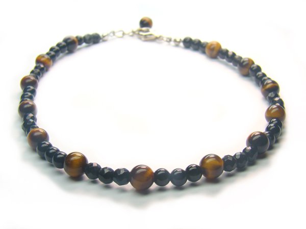 AA217F Tiget Eye Onyx Anklet