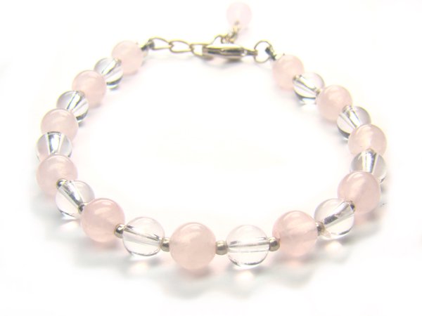 BB79F Rose Quartz Clear Quartz Bracelet