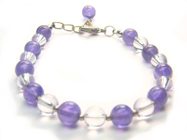 BB80F Amethyst Clear Quartz Bracelet
