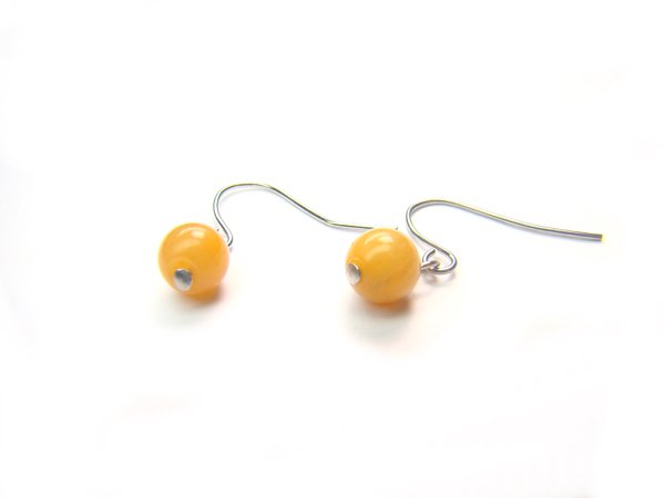 EYJXRS1000X Yellow Jade Round Shape 6 mm Earrings