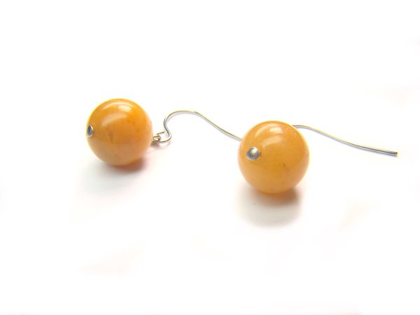 EYJXDO0610X Yellow Jade Round Shape 10 mm Earrings