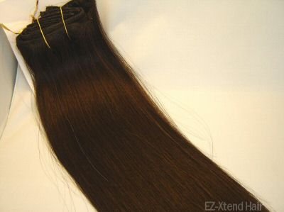 100% Remy human hair clip on (Silky Straight 12",#1b)