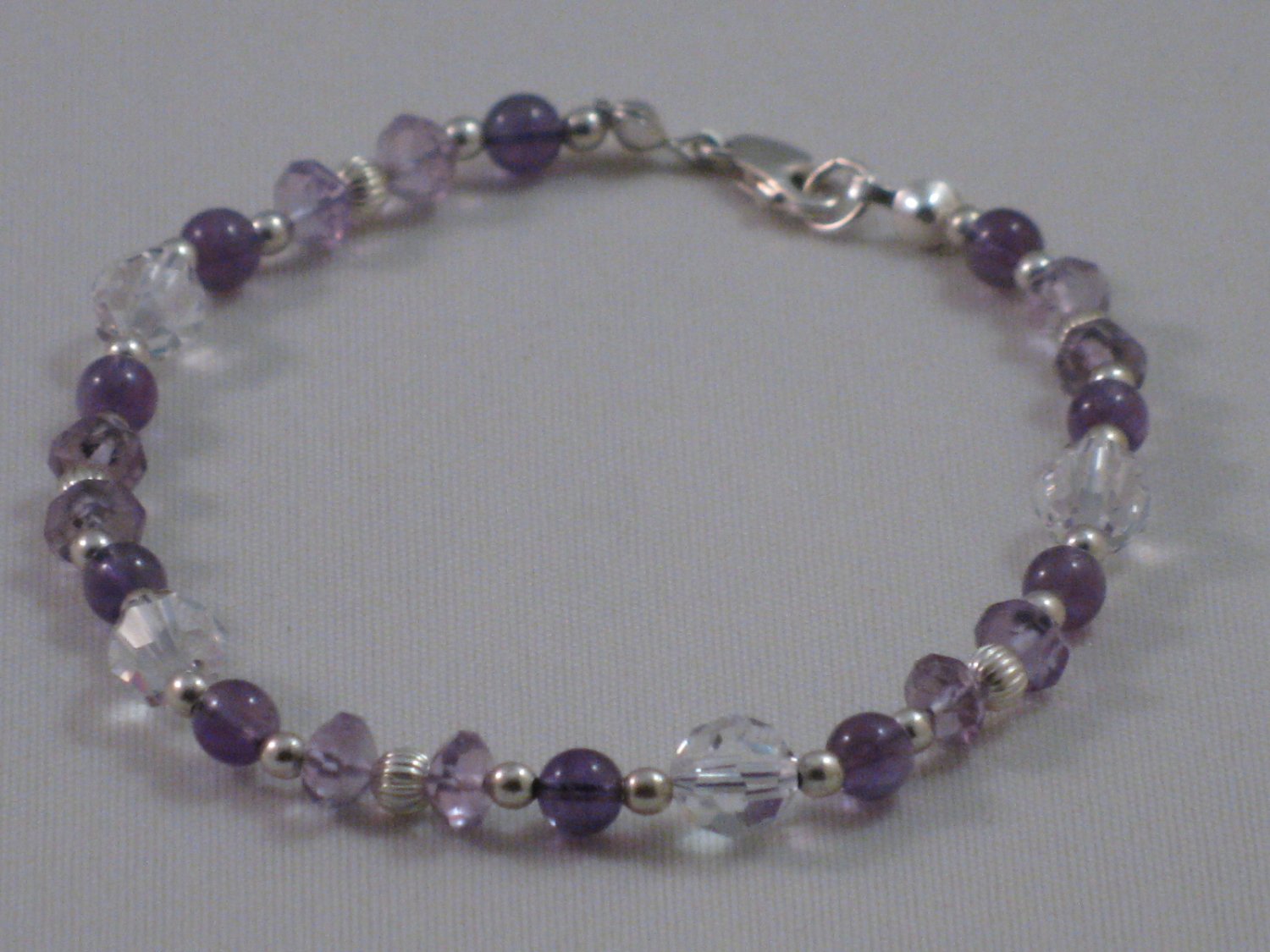 Amethyst & Swarovski Crystal Bracelet - 153B