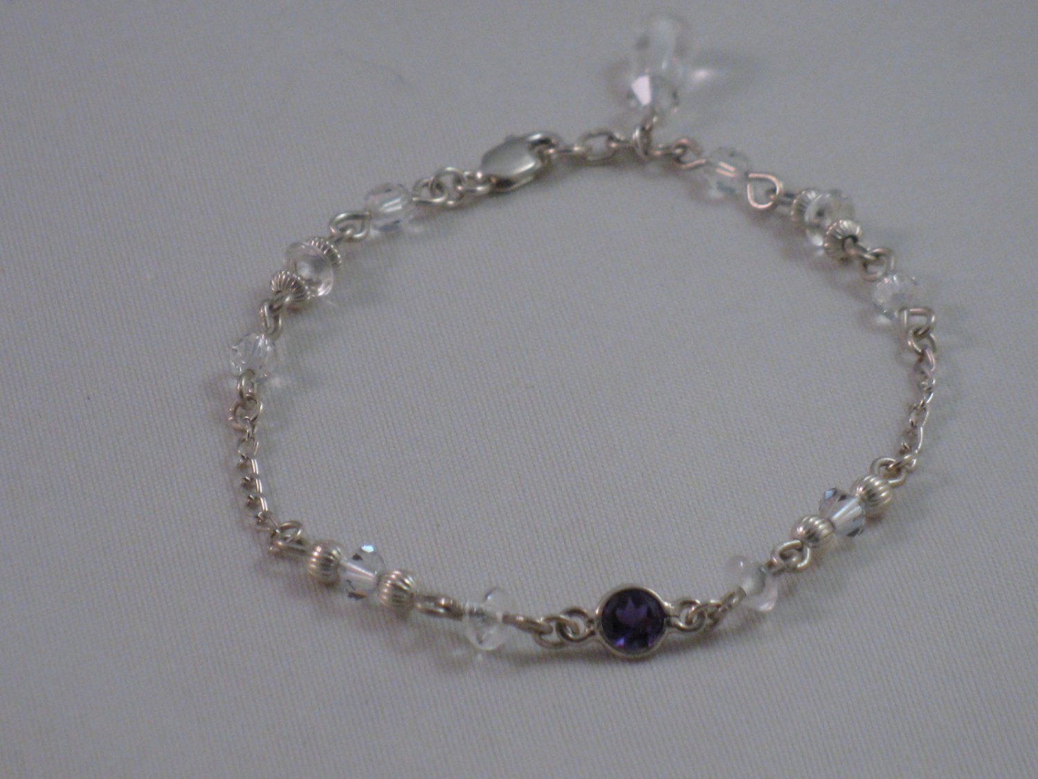 Amethyst, Rock Crystal, Swarovski Crystal Bracelet - S103B