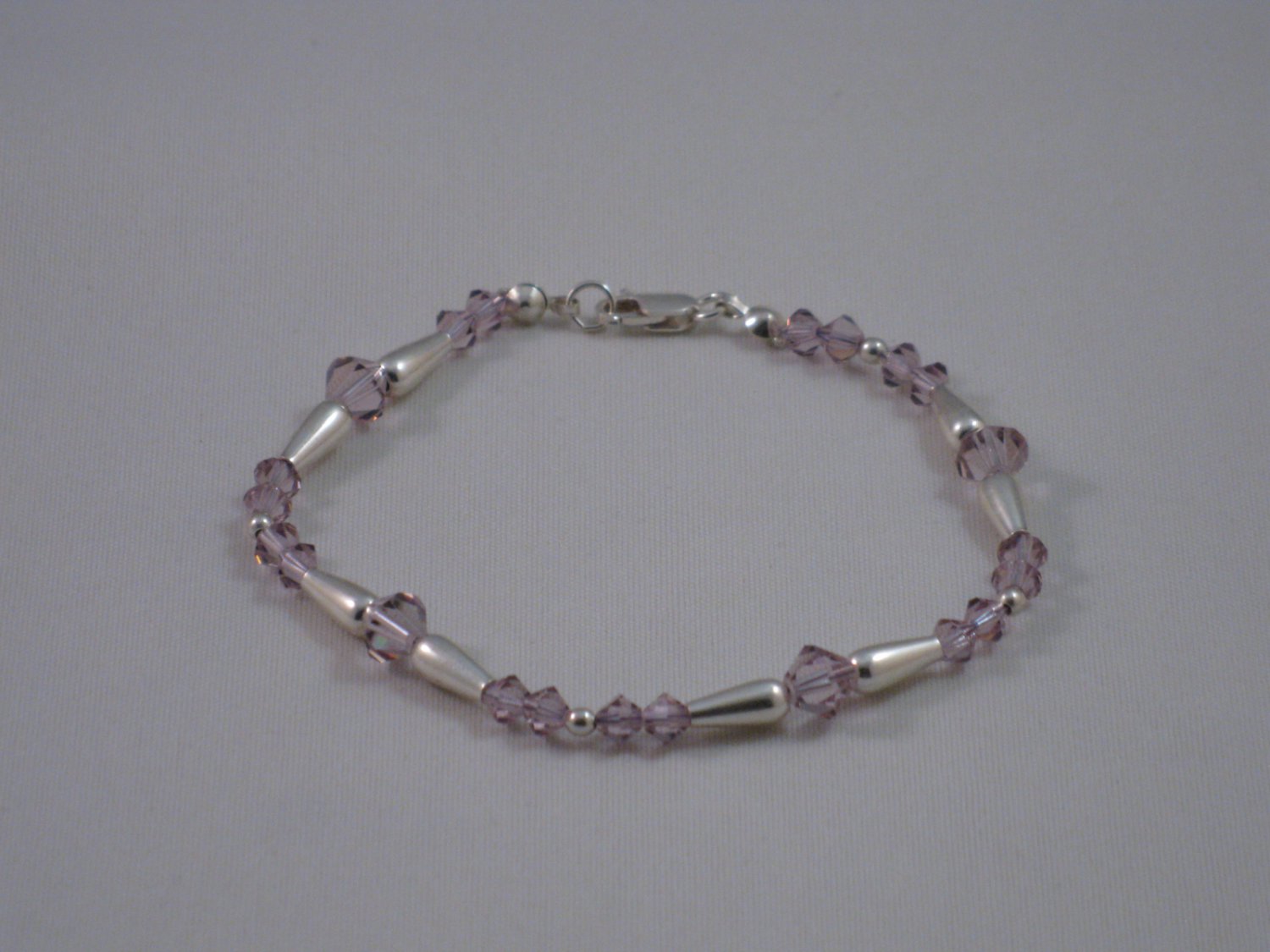 Lavendar Swarovski Crystal Sterling Silver Bracelet - ST218B