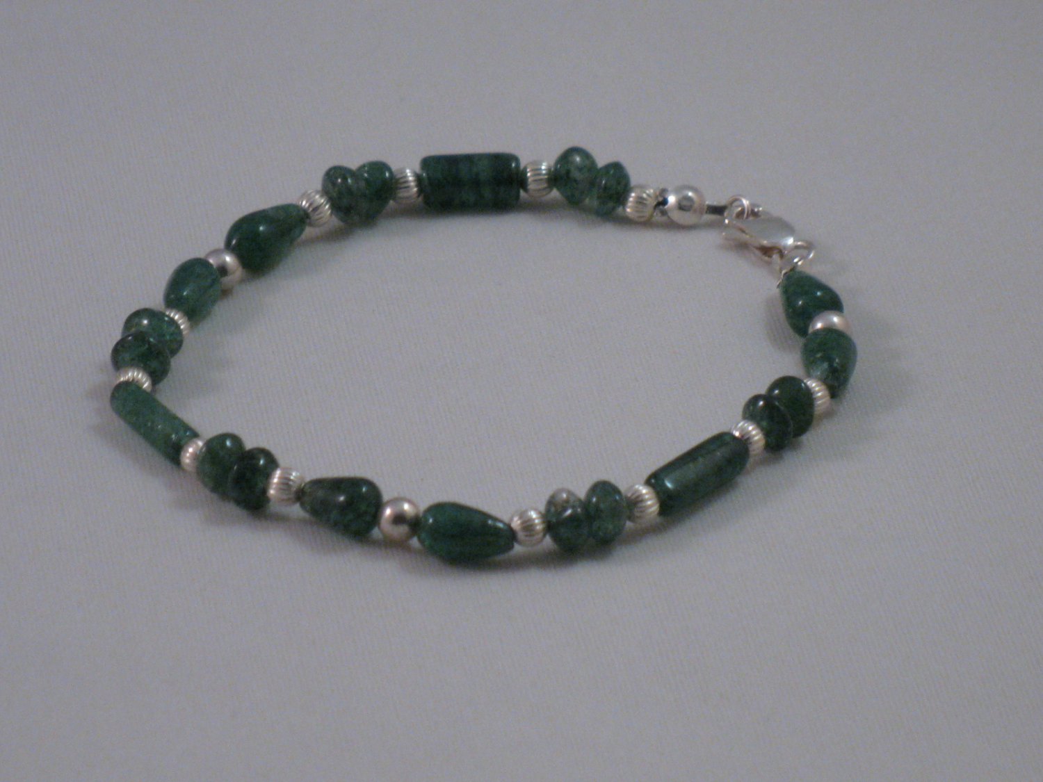 Green Adventurine Sterling Silver Bracelet - ST186B