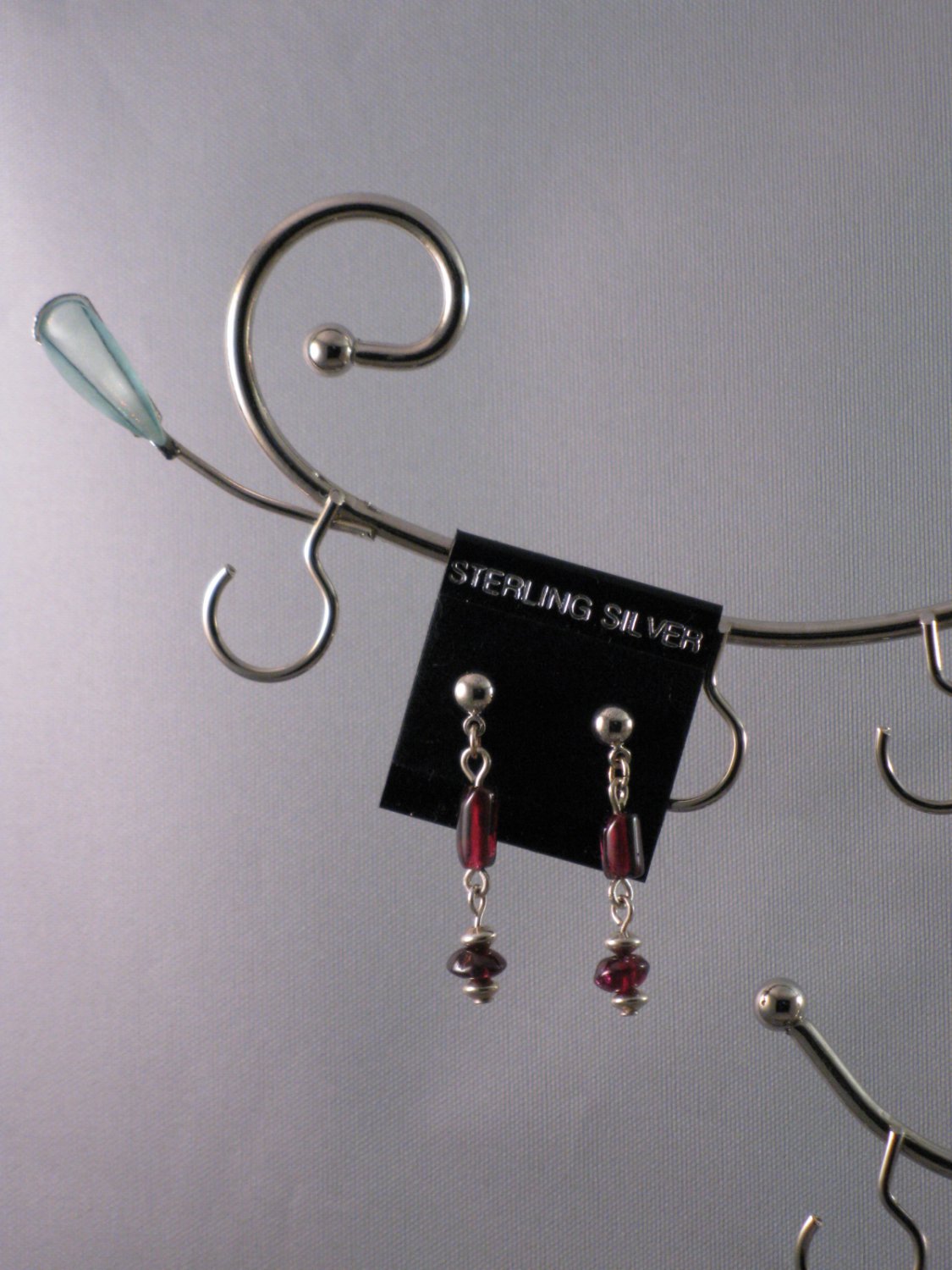 Genuine Garnet Sterling Silver Earrings - S146C