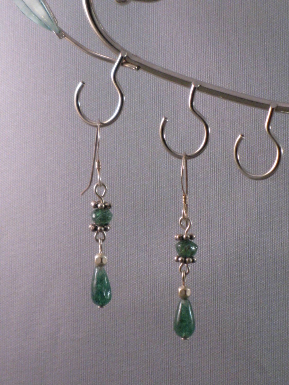 Green Adventurine Sterling Silver Earrings - S102C
