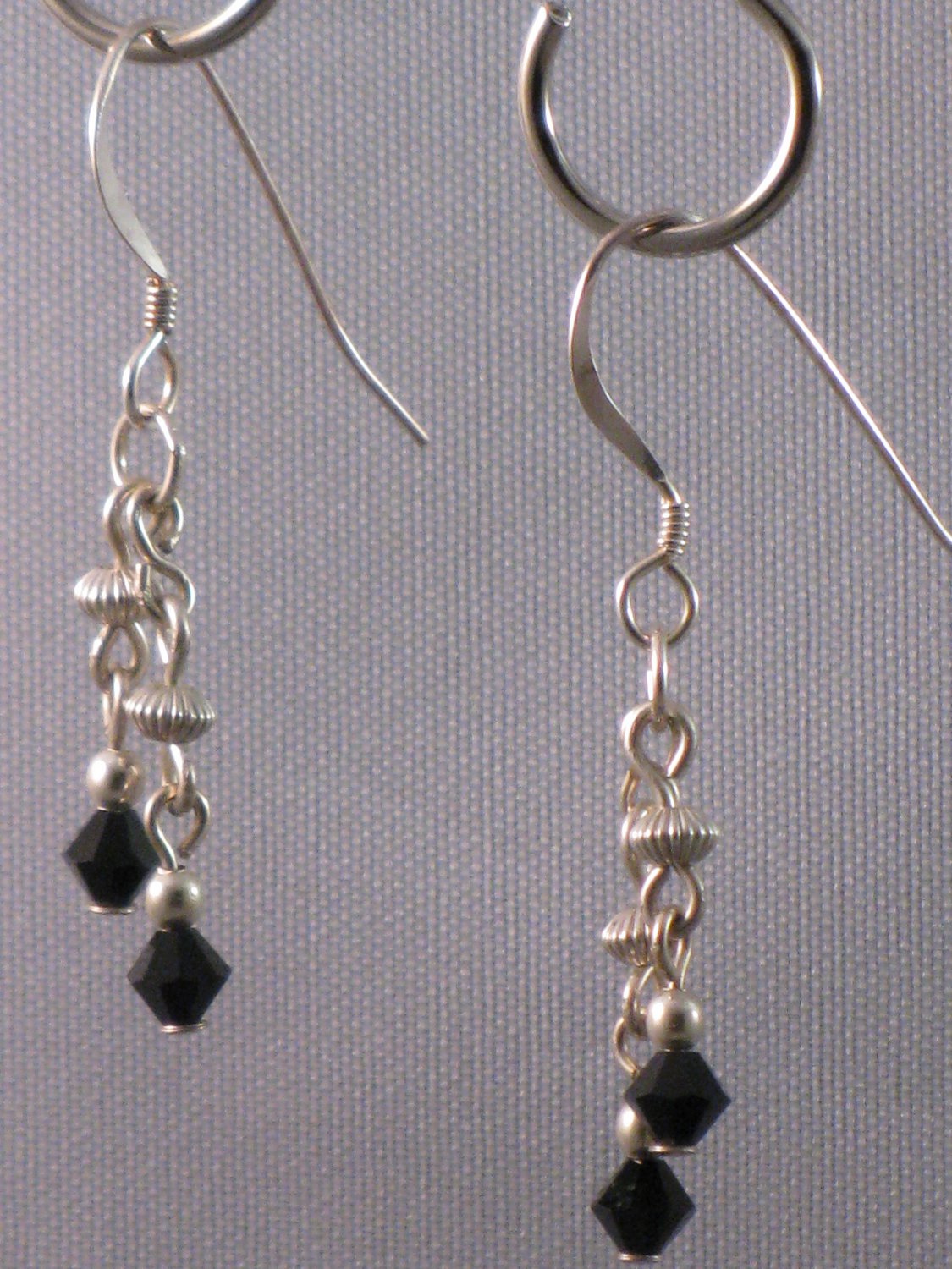 Black Swarovski Crystal Sterling Silver Earrings - 144C
