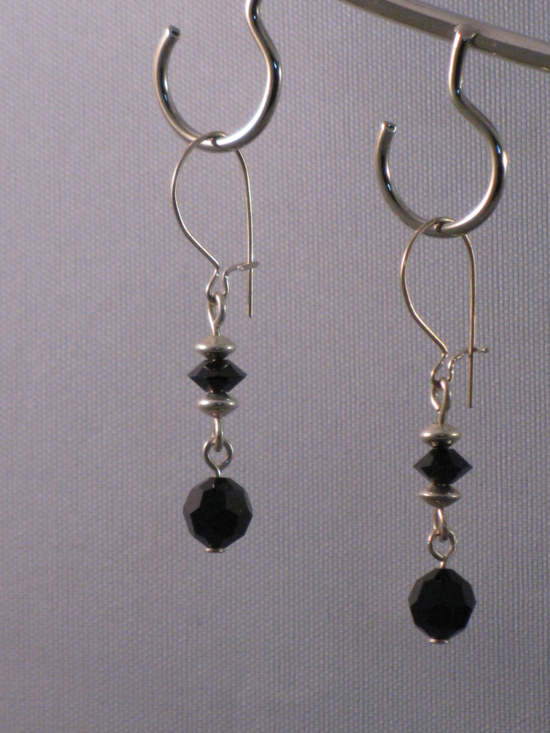 Black Swarovski Crystal Sterling Silver Earrings - S100C