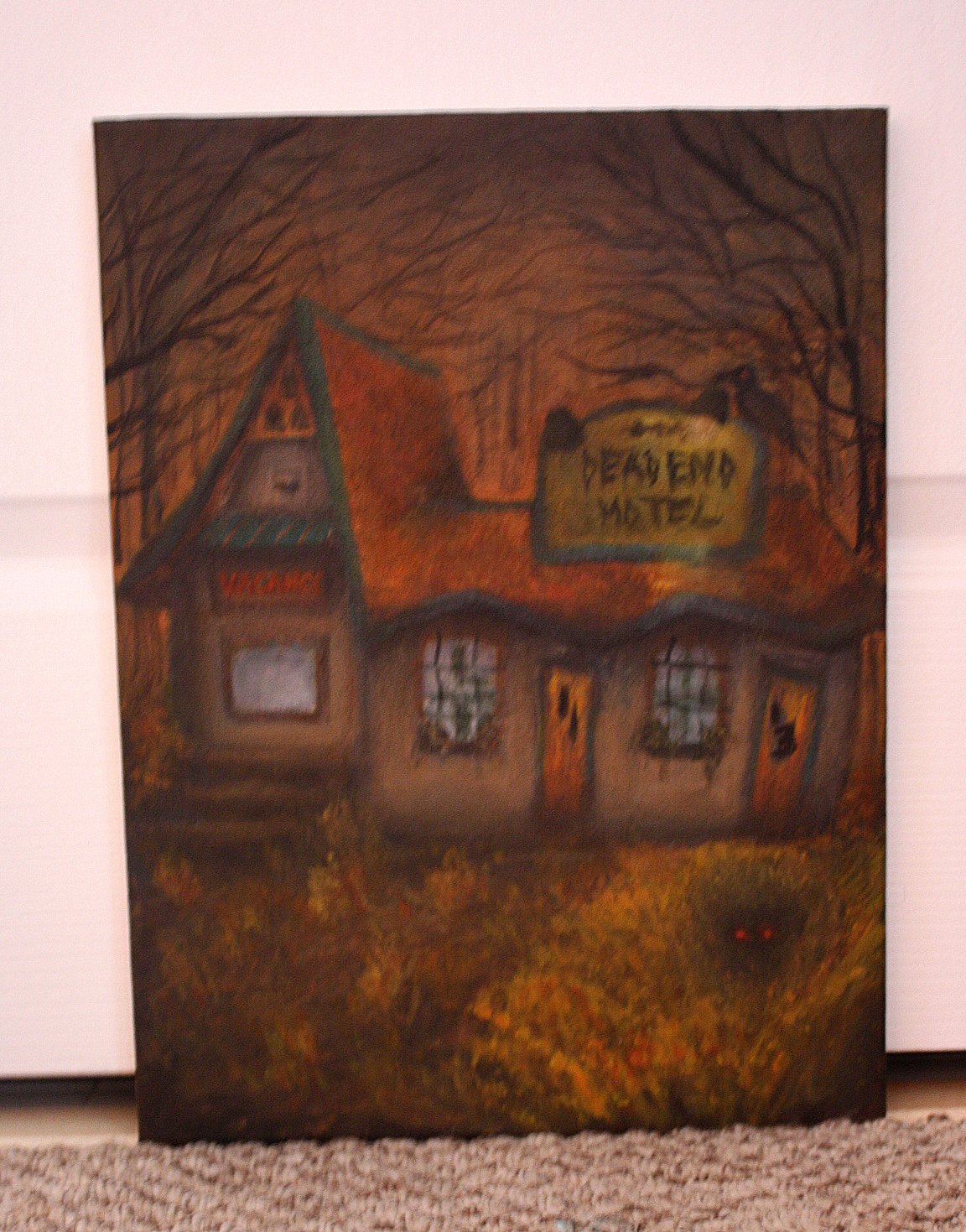 Dead End Motel - Original Acrylic Haunted Halloween Creepy Painting