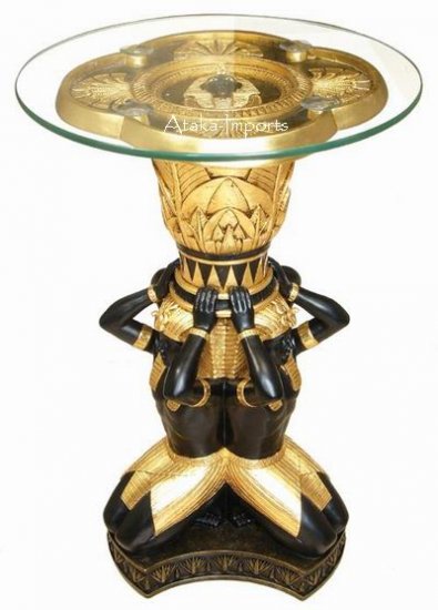 EGYPTIAN PHARAOH GLASS TABLE (6356)