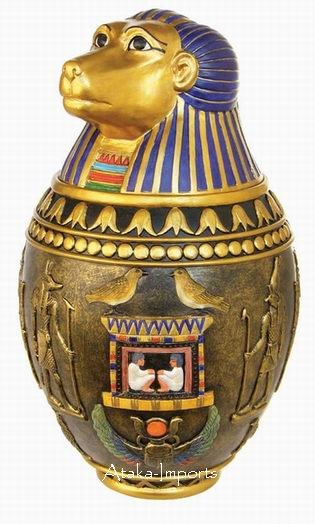 KHNUM EGYPTIAN CERAMIC CANOPIC JAR (6403s)