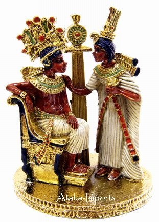 PEWTER-EGYPTIAN KING TUT AND QUEEN FIGURINE (6237)