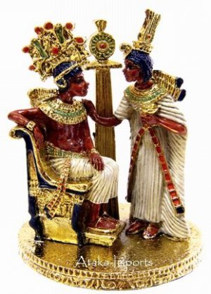 PEWTER-EGYPTIAN KING TUT AND QUEEN FIGURINE (6237)