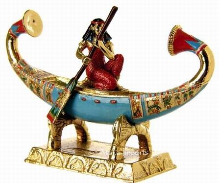 PEWTER-EGYPTIAN GIRL ON BOAT FIGURINE (6213s)