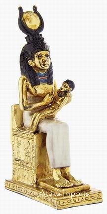 PEWTER-GODDESS ISIS & HORUS FIGURINE (6246)