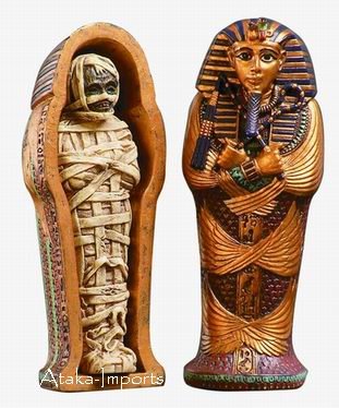EGYPTIAN KING TUT COFFIN with MUMMY FIGURINE (6124)