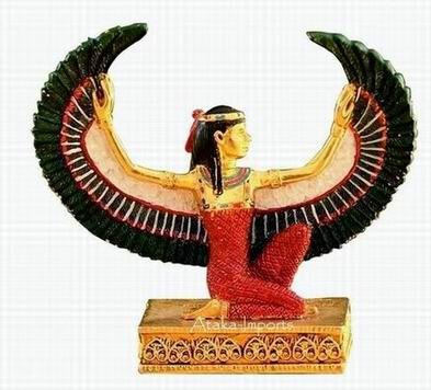 PEWTER -EGYPTIAN ISIS OPEN WINGS FIGURINE (6159)