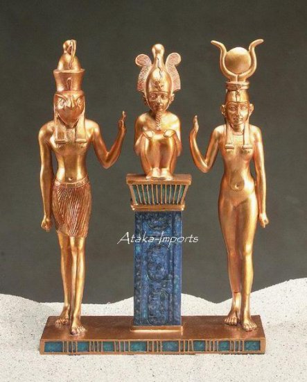 TRIAD-HORUS-OSIRIS-ISIS EGYPTIAN STATUE (5095s)