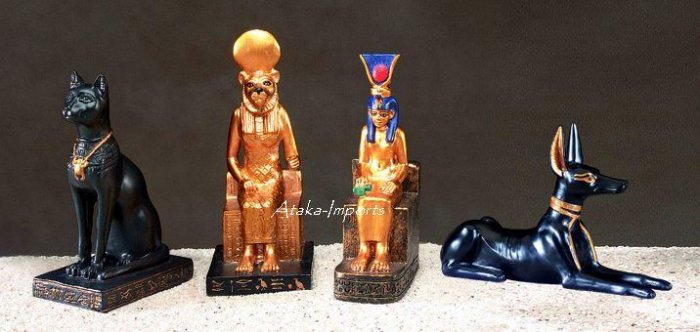 SET OF 4-BASTET-ANUBIS-SEKHMET-ISIS FIGURINE (5114s)